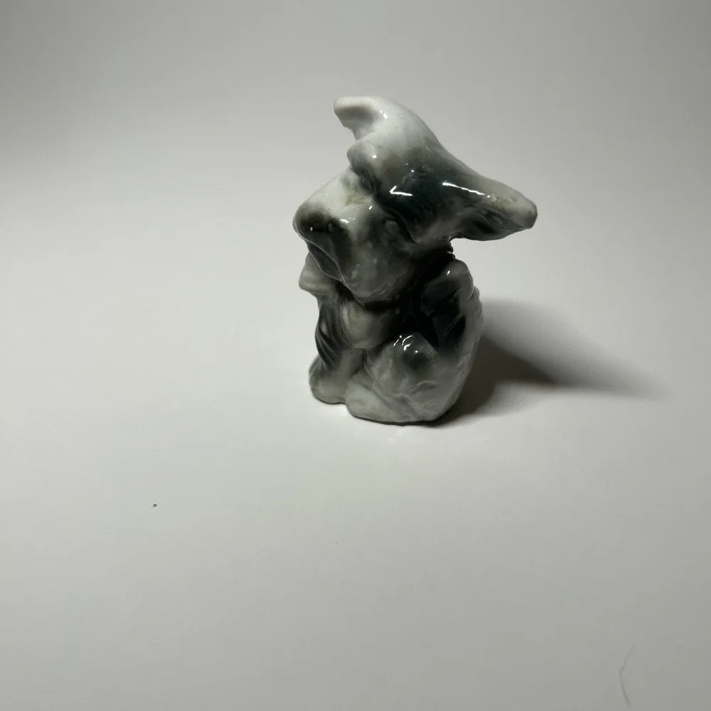 Little Black White Shnauzer Puppy Dog‎ Made Japan Porcelain Figurine